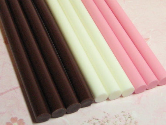Hot Glue Stick 10pc Kawaii Deco Sticks White Brown Pink Opaque Chocolate  Vanilla Strawberry Drizzle 