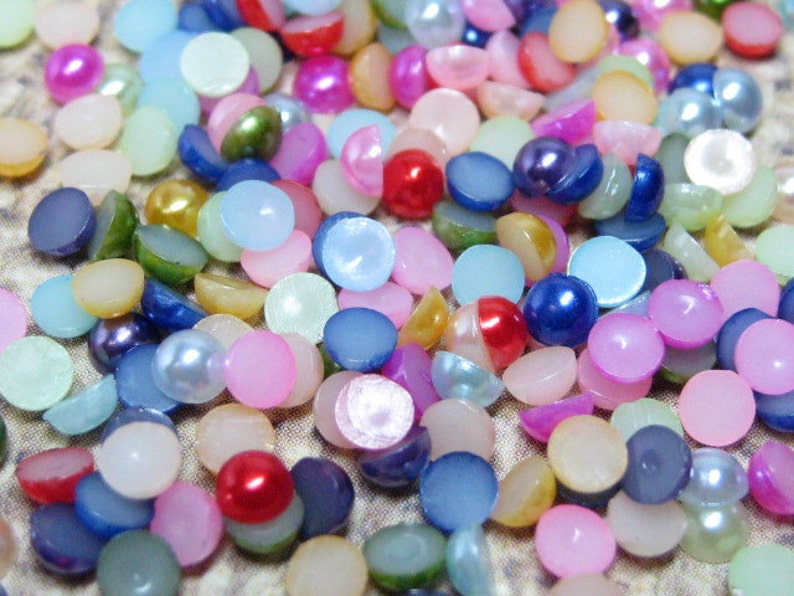 Assorted 3mm faux pearls flat back cabochons for cell phone deco 400 pcs jewelry nail art scrapbooking and kawaii projects image 3