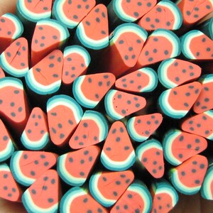 Watermelon polymer clay cane fruit wedge uncut 1pcs red miniature foods desserts kawaii deco crafts decoden nail art supplies DIY slices image 4