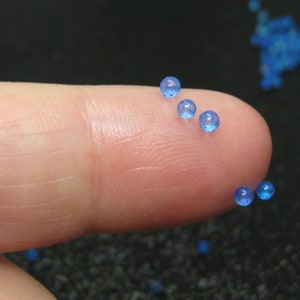 2mm glow in the dark micro marbles, blue iridescent glass microbeads, dollhouse miniature fairy garden decoration, AB resin filler pieces image 2