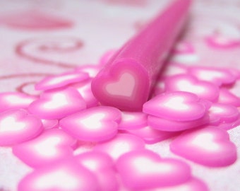 rose pink heart polymer clay cane uncut 1pc for decoden crafts nail art and miniature food decoration valentine