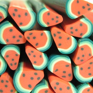 Watermelon polymer clay cane fruit wedge uncut 1pcs red miniature foods desserts kawaii deco crafts decoden nail art supplies DIY slices image 1