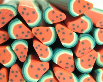 Watermelon polymer clay cane fruit wedge uncut 1pcs red miniature foods desserts kawaii deco crafts decoden nail art supplies DIY slices