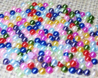 Assorted 3mm faux pearls flat back cabochons for cell phone deco 400 pcs jewelry nail art scrapbooking and kawaii projects
