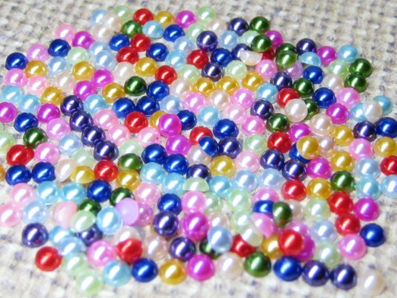 Assorted 3mm faux pearls flat back cabochons for cell phone deco 400 pcs jewelry nail art scrapbooking and kawaii projects image 1