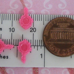 tiny hand mirror cabochons miniature flat backed hot pink plastic mini 11mm x 7mm dollhouse 1:24 scale half inch decoden kawaii image 3