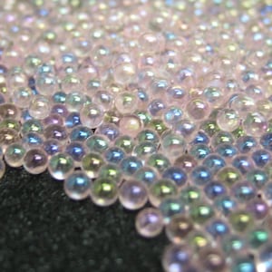 2mm undrilled beads, pink iridescent microbeads, translucent kawaii fake sprinkles, micro marbles, tiny glass spheres, AB ball pieces