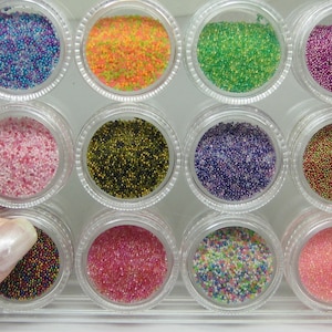 nail art caviar microbeads set of 12 custom color mixes kawaii kit tiny micro bead marbles