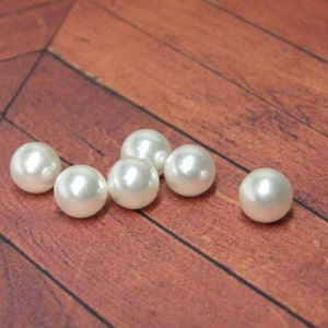 6mm faux pearls undrilled glass white without hole 6pcs for jewelry making or repair cell phone deco and kawaii projects image 1