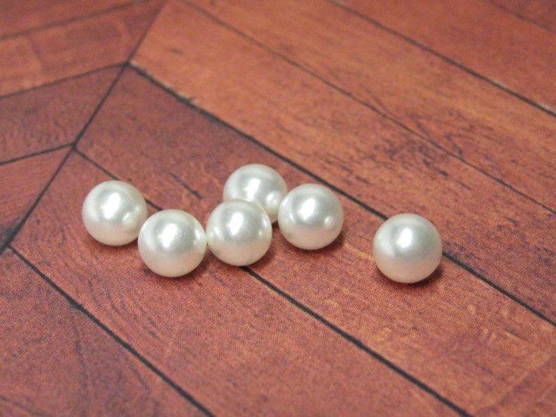 6mm faux pearls undrilled glass white without hole 6pcs for jewelry making or repair cell phone deco and kawaii projects image 1