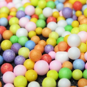 Fake candy balls sprinkles rainbow foam 2mm 4mm tiny marbles 1 tablespoon / 15ml miniature sweet gumballs faux deco kawaii Mixed 9 colors