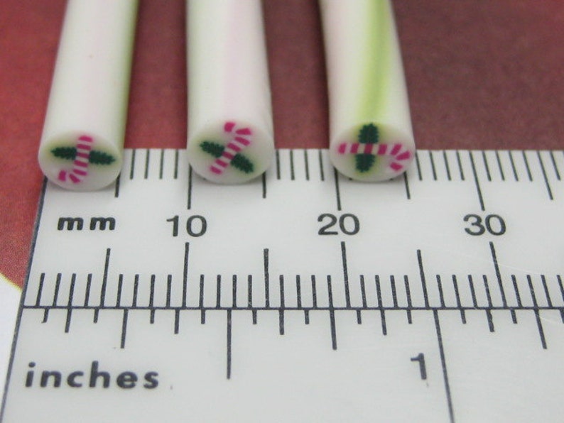 Candy cane polymer clay holiday kawaii Christmas uncut 1pc for miniature sweets decoden and nail art supplies image 2