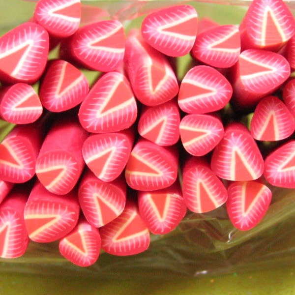 strawberry polymer clay cane fruit 1pc uncut DIY style B for miniature foods desserts sundae topping decoden kawaii and nail art supplies
