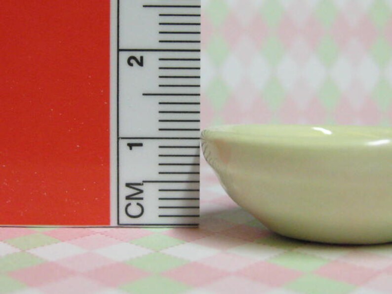 celery dollhouse miniature mixing bowl ceramic 1:12 scale one inch or playscale kitchen dish image 2