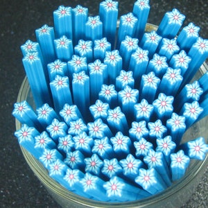 Kaleidoscope star polymer clay cane flower blue for miniature foods decoden and nail art supplies image 7