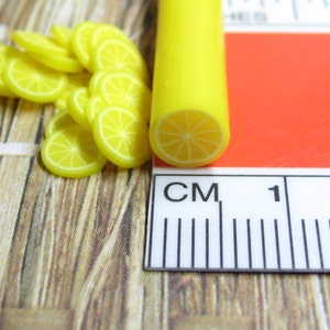 Lemon polymer clay fruit cane 1pcs for miniature foods decoden and nail art supplies uncut DIY image 2
