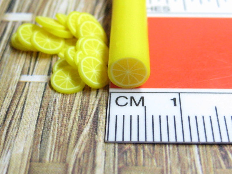 Lemon polymer clay fruit cane 1pcs for miniature foods decoden and nail art supplies uncut DIY image 2