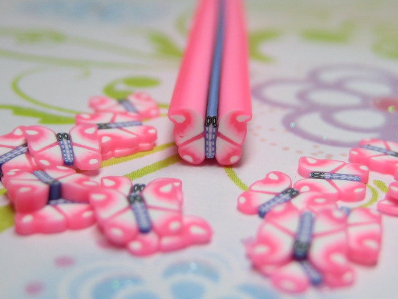 polymer clay cane pink butterfly for decoden crafts kawaii nails scrapbooking resin jewelry miniature food decoration image 1