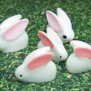 Dollhouse miniature Rabbit family, fairy garden bunnies, resin animal figurines, DIY Easter craft embellishment, slime charms image 1