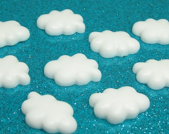 white Cloud cabochons 3D miniature 23mm x 17mm puffy fluffy Heavenly sunny sky