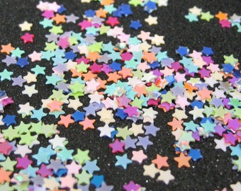 Tiny star glitter, multicolor 2.5mm, you choose the amount.