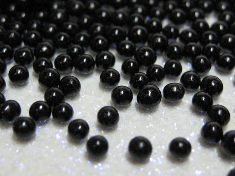 large micro marbles black opaque 2.5mm microbeads half ounce / 14 grams glass miniature Supplies image 2