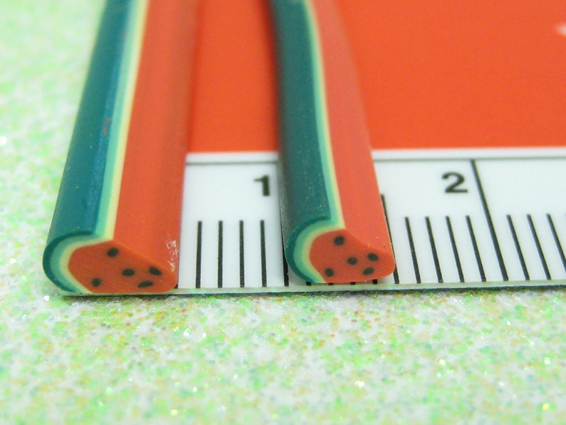 Watermelon polymer clay cane fruit wedge uncut 1pcs red miniature foods desserts kawaii deco crafts decoden nail art supplies DIY slices image 5