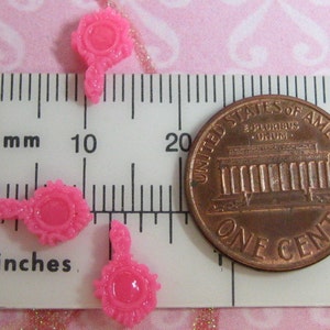 tiny hand mirror cabochons miniature flat backed hot pink plastic mini 11mm x 7mm dollhouse 1:24 scale half inch decoden kawaii image 4