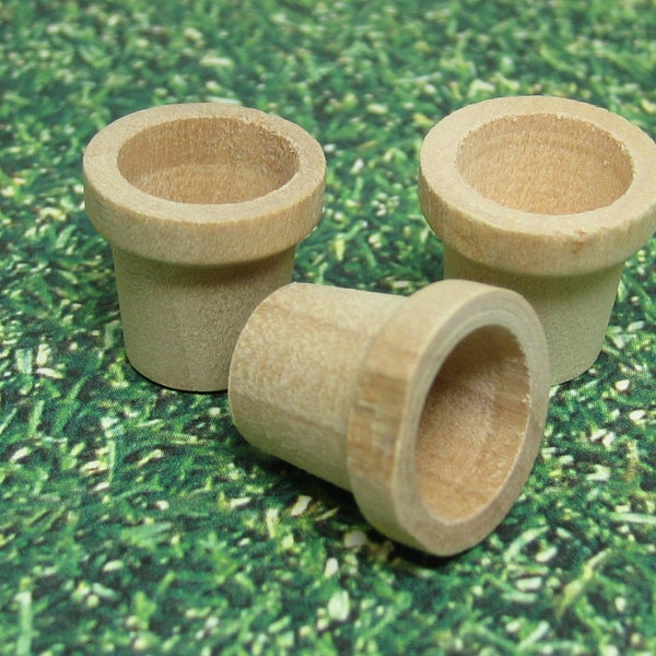 Dollhouse Miniature plant pots unfinished wood garden supplies DIY planter flower container works in multiple doll scales