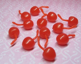 Miniature fake cherries maraschino red fruit 1:3 scale faux food decoden charms dessert ice cream sundae topping 18 inch doll size