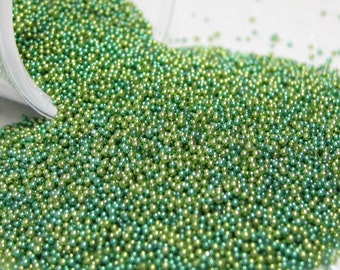 micro marbles .5mm green meadow mix half ounce / 14 grams glass microbeads nail caviar miniature dollhouse bakery sprinkles micro beads