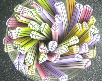 polymer clay cane leaves in 4 rainbow colors for miniature kawaii and decoden crafts nail art