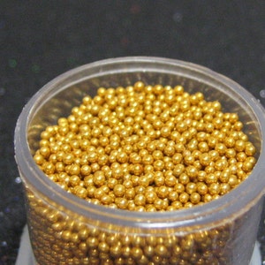 micro marbles 1mm golden copper half ounce / 14 grams glass miniature metallic microbead sprinkles Supplies image 4