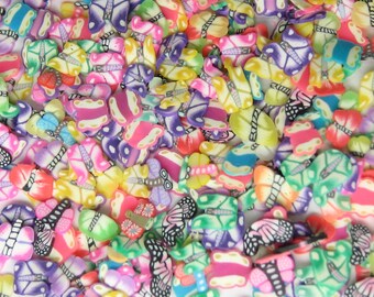 Butterfly slices, polymer clay cane pieces, kawaii miniature decoration, nail art, fairy garden embellishments, slime charms, resin filler