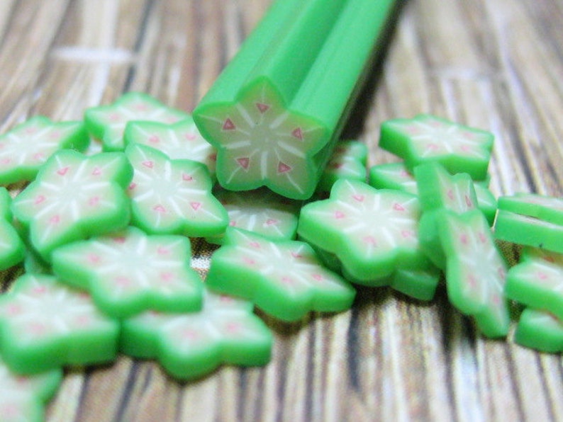 Polymer clay canes fruit 1pc starfruit uncut for miniature foods decoden and nail art supplies carambola image 1