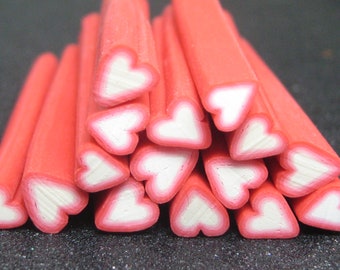 polymer clay cane heart red uncut 1pc for decoden crafts nail art and miniature food decoration valentine