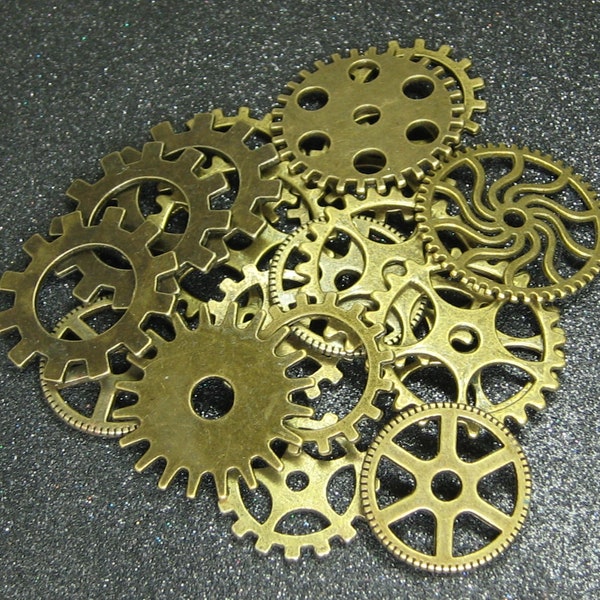 Steampunk Gears antique finish jewelry charms, connectors, cabochons, DIY cosplay accessories