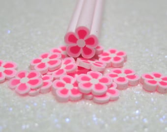 Pink polymer clay cane flower 1pc tiny miniature floral fairy garden decoration kawaii decoden nail art mini crafts DIY supply