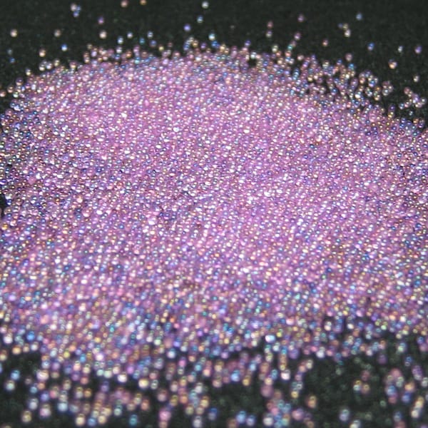 lavender iridescent nail caviar, kawaii fake sugar sprinkles, glass microbeads, dollhouse miniature micro bead marbles, translucent AB