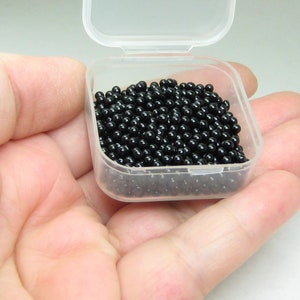 large micro marbles black opaque 2.5mm microbeads half ounce / 14 grams glass miniature Supplies image 3