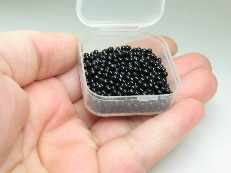 large micro marbles black opaque 2.5mm microbeads half ounce / 14 grams glass miniature Supplies image 3