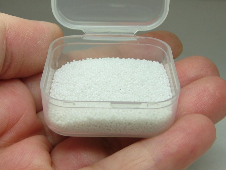 micro marbles white pearl microbeads half ounce / 14 grams image 1