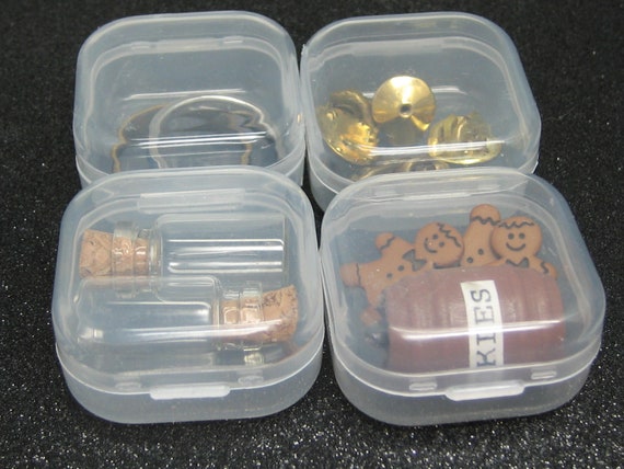 50 Mini Storage Containers With Attached Lids, 1.4 X 1.4 Inch