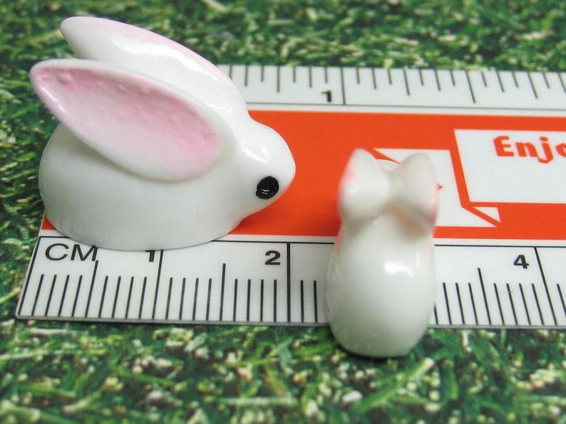 Dollhouse miniature Rabbit family, fairy garden bunnies, resin animal figurines, DIY Easter craft embellishment, slime charms image 6