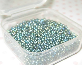 glass microbeads Black Opal iridescent micro marbles caviar no hole beads miniature tiny balls translucent undrilled