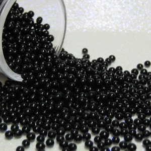 large micro marbles black opaque 2.5mm microbeads half ounce / 14 grams glass miniature Supplies image 1