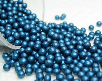 2.5mm blue metallic no-hole beads glass miniature 14 grams ball micro beads undrilled color-coated decoden small crafts projects kawaii