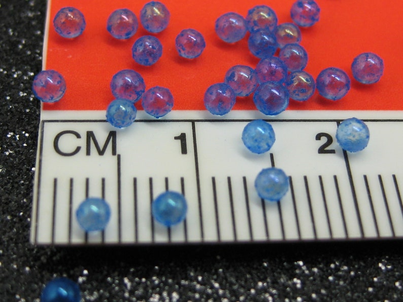 2mm glow in the dark micro marbles, blue iridescent glass microbeads, dollhouse miniature fairy garden decoration, AB resin filler pieces image 6