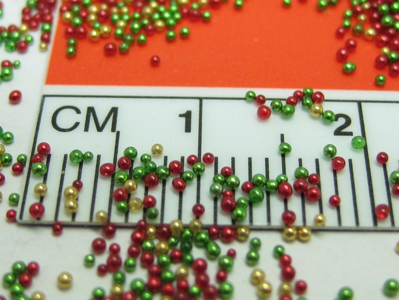 micro marbles christmas holiday color mix 14 grams glass microbead miniature kawaii sprinkles Supplies image 7