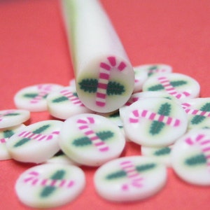 Candy cane polymer clay holiday kawaii Christmas uncut 1pc for miniature sweets decoden and nail art supplies image 1